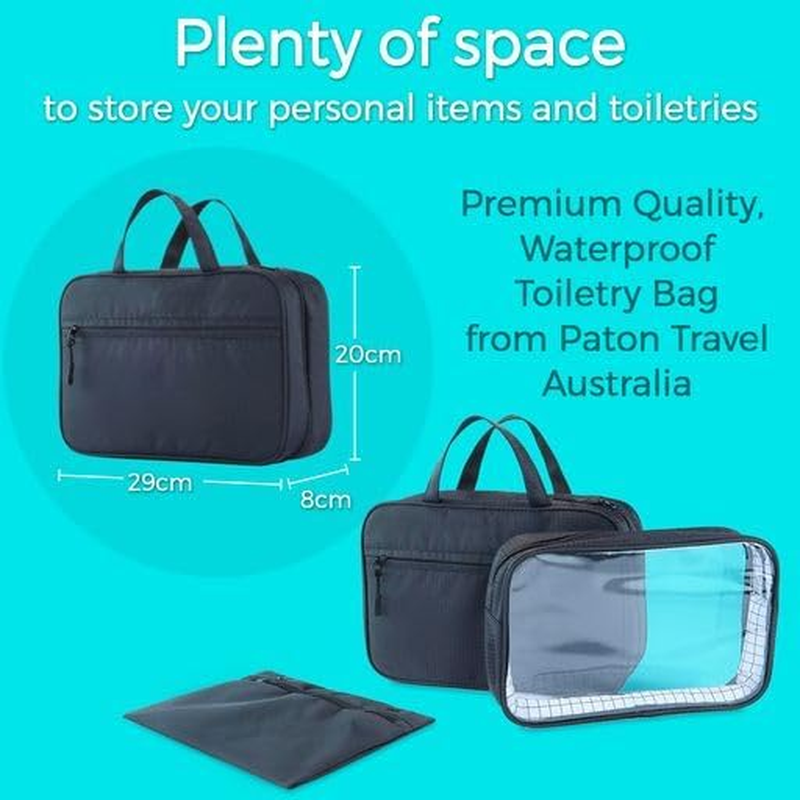 Toiletry Bag Hanging Hook Water Resistant for Cosmetics Toiletries Shaving Items 5 Separate Compartments 2 Removable Pouches Travelling Hiking Weekends Away Unisex from Paton Travel Australia image number 4
