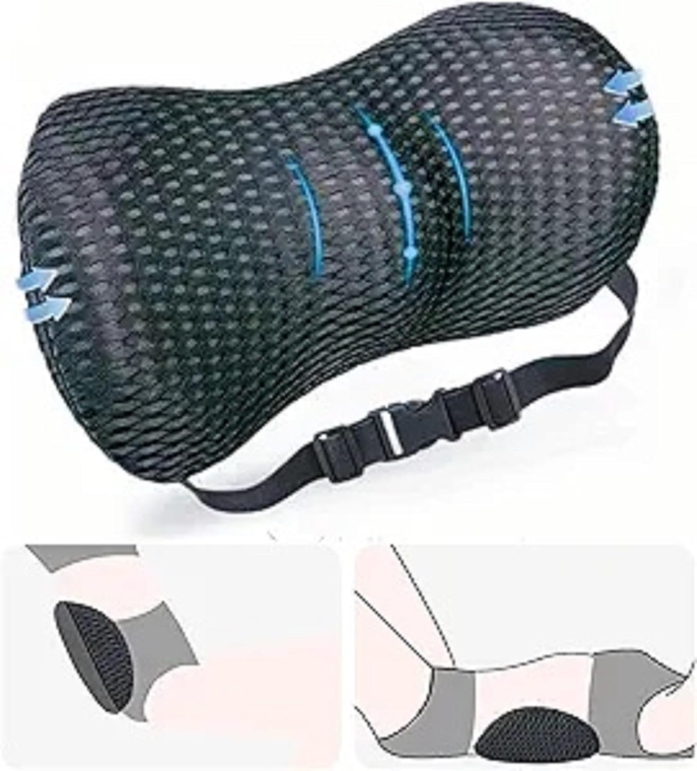 Lumbar Support Pillow Ergonomic Memory Foam Lumbar Pillow, Relieve Back Pain,Breathable & Detachable & Washable, Neo Cushion Lower Back Pillows for Office Chairs, Car Seats (Black) image number 4