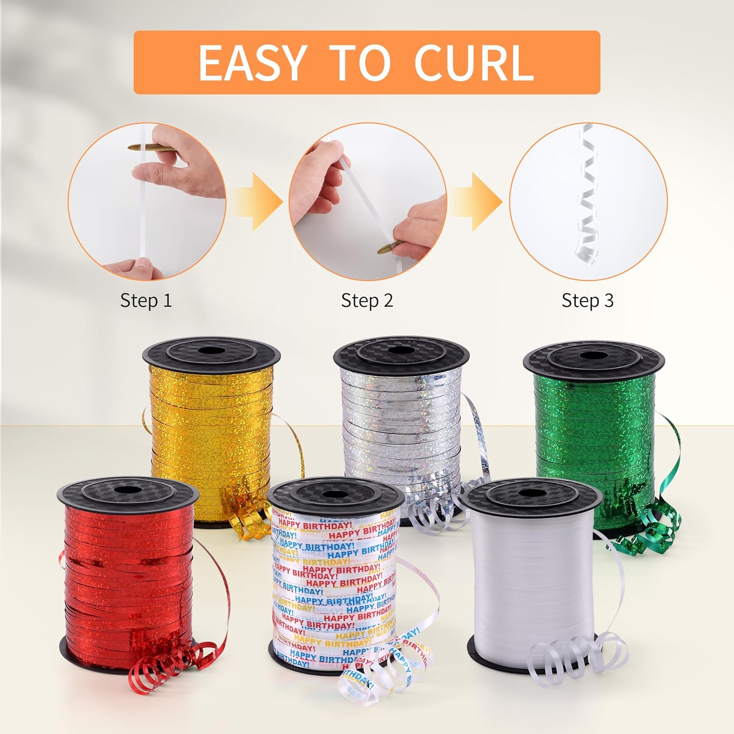 Silver Curling Ribbon for Crafts 3/16 Inch Wide 500 Yards of Gift Wrapping Balloons Hair and Florist Iridescent Crimped and Shiny Metallic Ribbon (1 Roll) image number 3