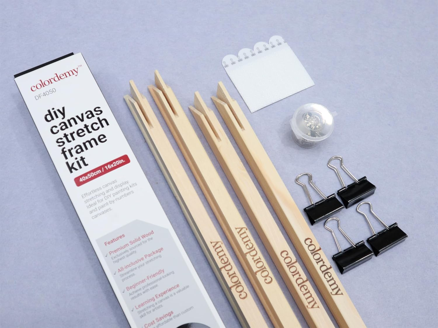 Colordemy DIY Canvas Stretch Frame Kit - 40X50Cm with 2X40Cm & 2X50Cm Stretcher Bars, Ideal for Paint by Numbers Canvas Stretching image number 1