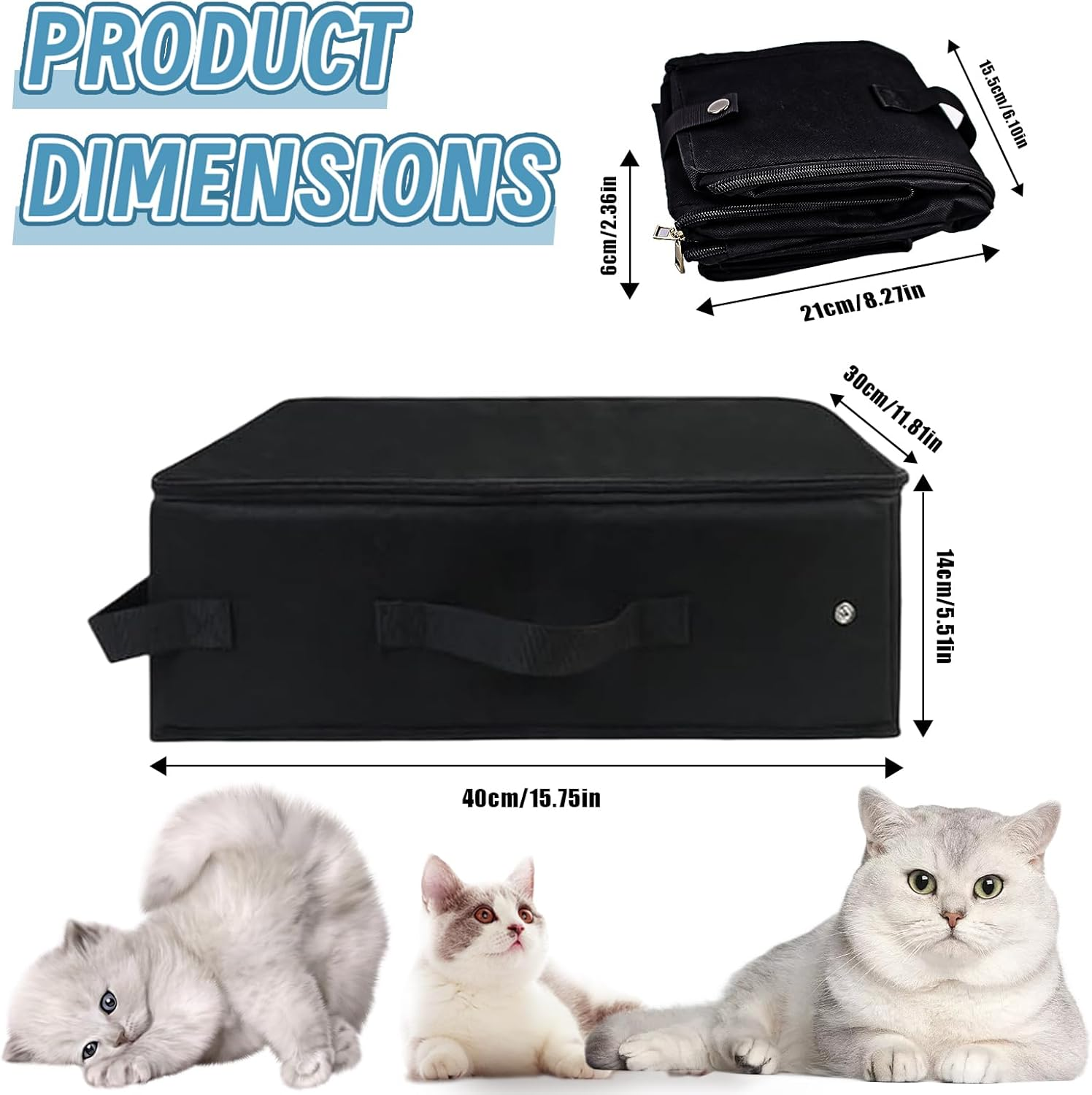 Foldable Cat Litter Tray, Foldable Travel Cat Litter Tray with Lid, Waterproof Cat Litter Tray Made of Oxford Fabric for Large Cats, Foldable Portable Cat Litter Tray for Car, Outdoor Travel with Pets image number 3