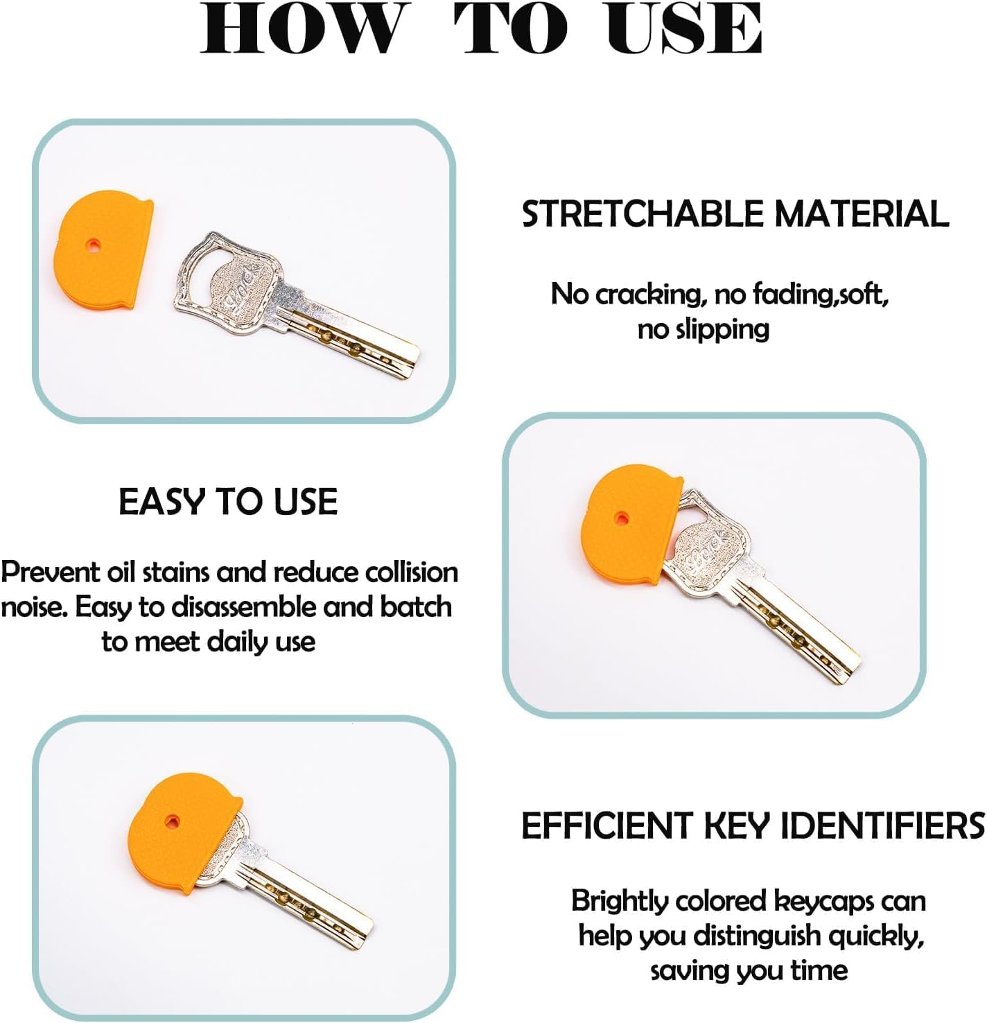 96 Pcs Cover Caps Tags for Keys - Identifiers, Labels, Markers, Protection Cover in 8 Colors for Standard Flat House Keys image number 4