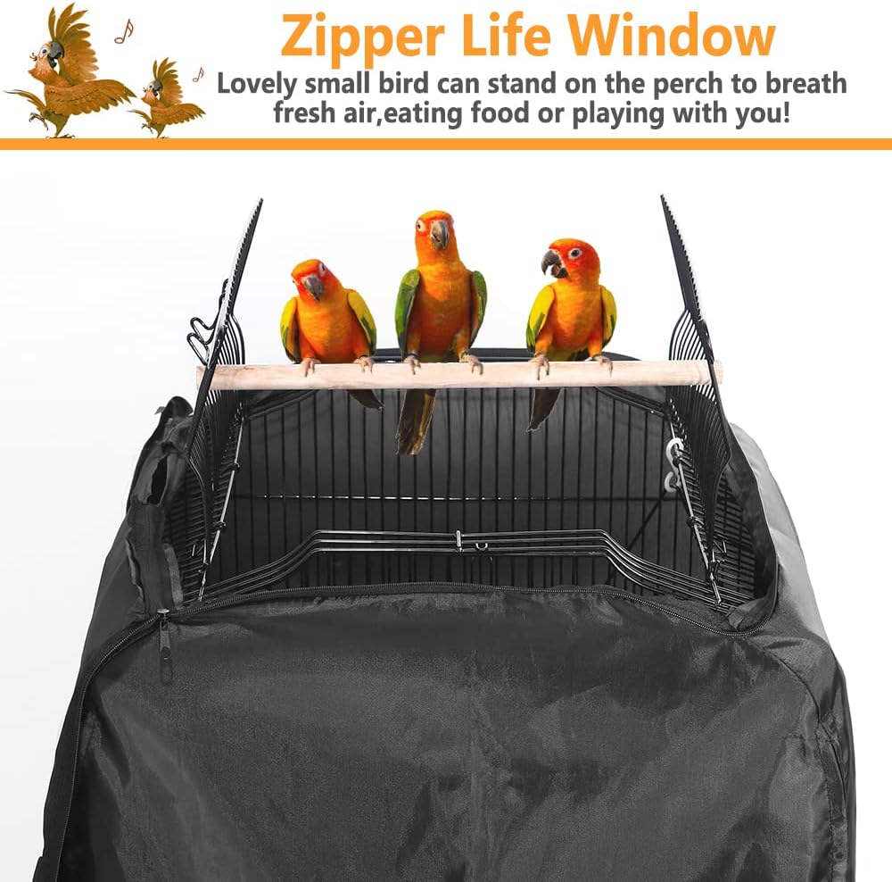 ASOCEA Extra Large Bird Parrot Cage Cover Good Night Birdcage Cover Universal Blackout for Parakeets Budgies Macaw Conure Square Cages - Black image number 3