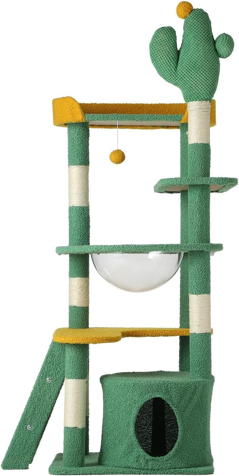 Alopet 144Cm Cat Tree with Ladder and Scratching Post, Cat Tower Condo Green image number 2