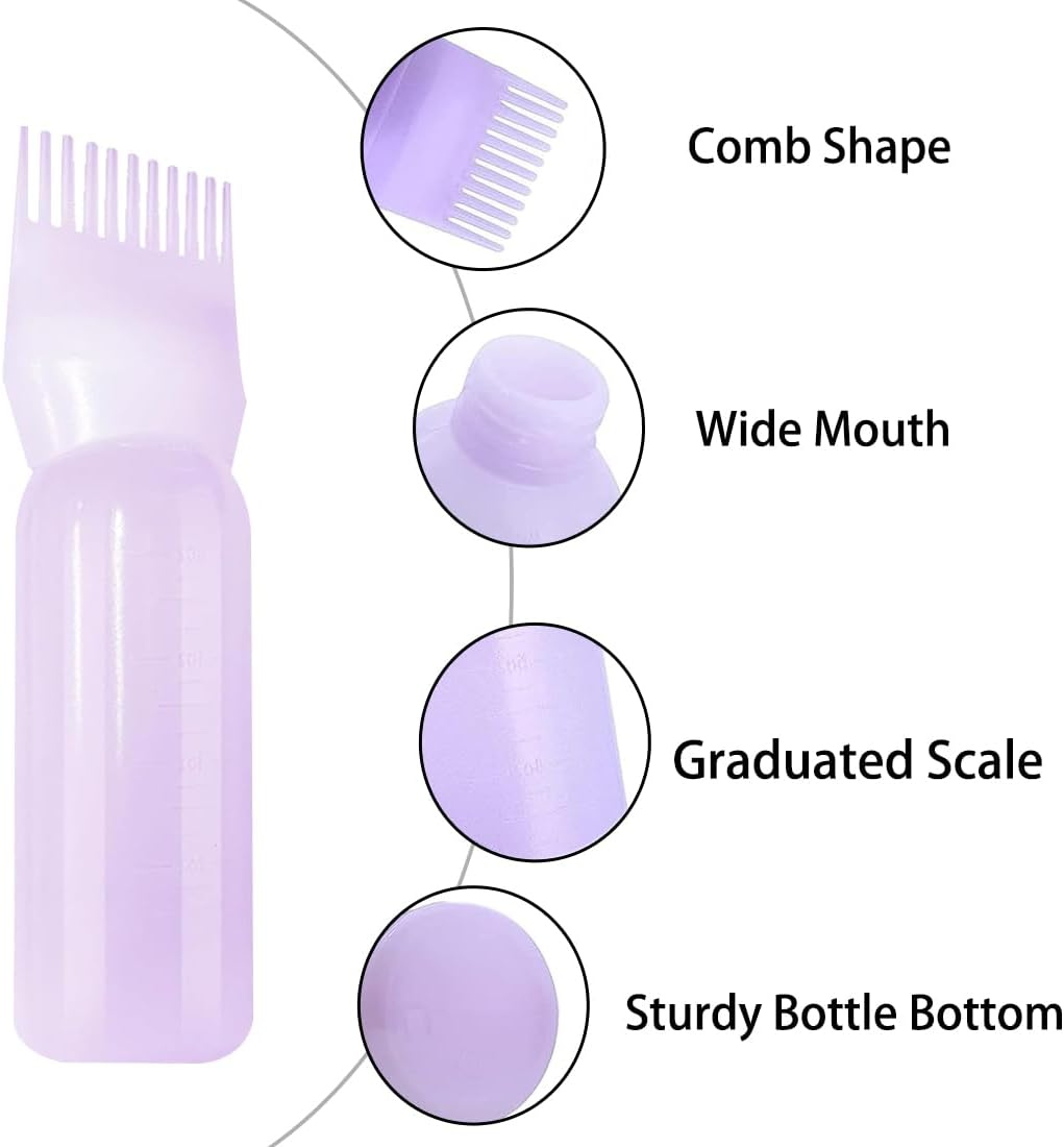 3 Piece Applicator Bottle Hair + 4 Hair Dye Brushes - Hair Dye Tool Set, Applicator Bottle Hair, Hair Oil Applicator Bottle, Root Comb Applicator Bottle, Applicator Brush Tip Tools image number 3