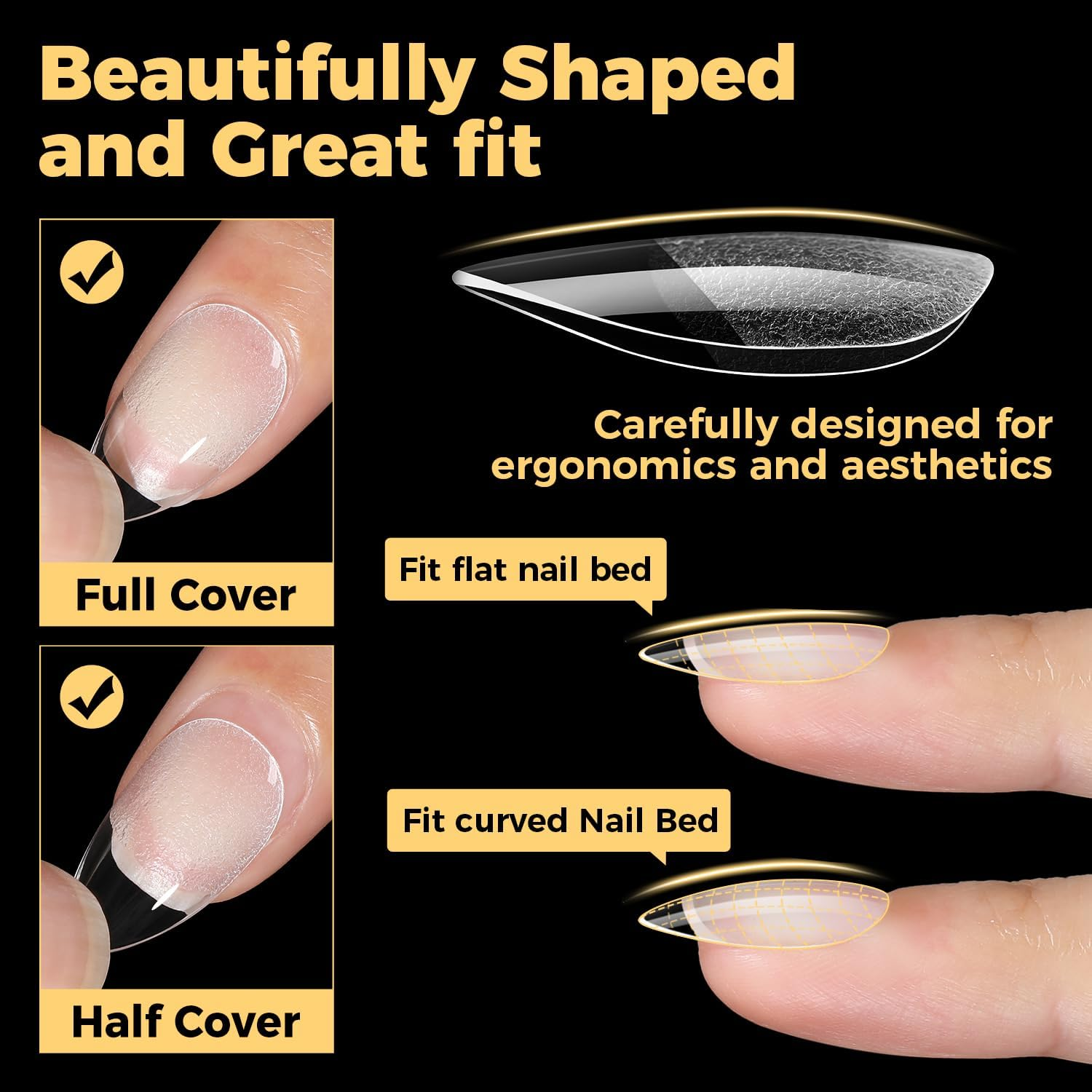 UNA GELLA Almond Nail Tips, Pre-Shape Short Almond Gel Nail Tips 240Pcs Full Cover Soft Gel Fake Nails No C Curve Press on Nails for Women Girl at Home DIY Salon with Box 12 Sizes image number 1