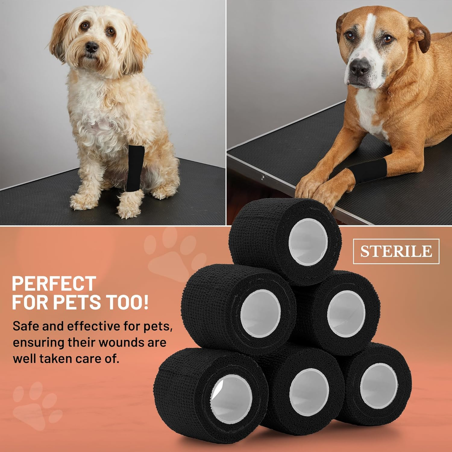 Self-Adherent Cohesive Bandage - Black Medical Wrap - 6 Rolls 2" Wide X 5 Yards Sports Tape for Medical Use, Sports, First Aid and Helps Protect Skin - Rainbow image number 3