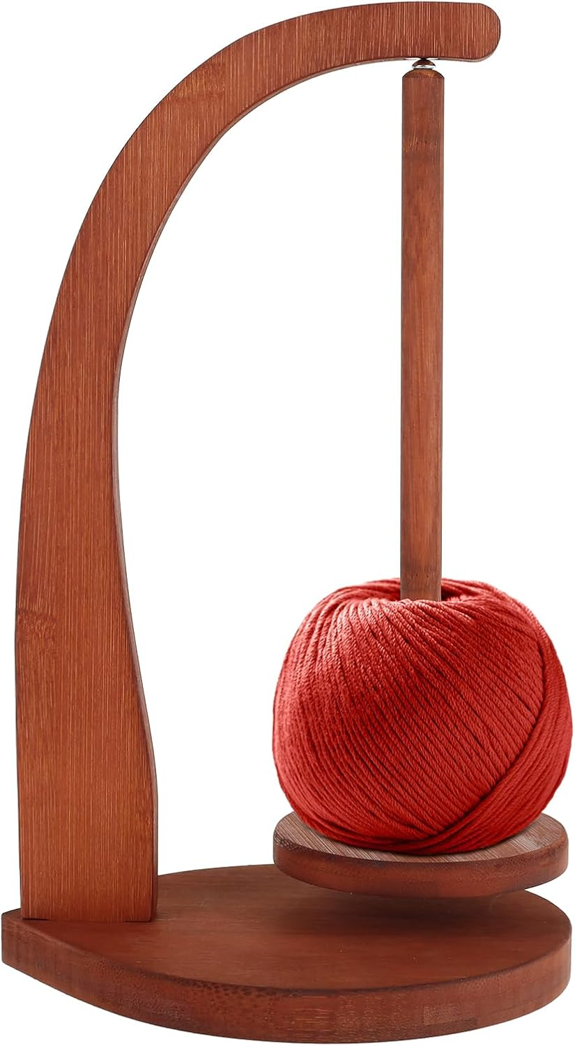 Wooden Yarn Spinner, Yarn Holder for Knitting and Crocheting, Sewing Spindle Thread Holder for Crochet Well, Girls, Women (Vintage Color)