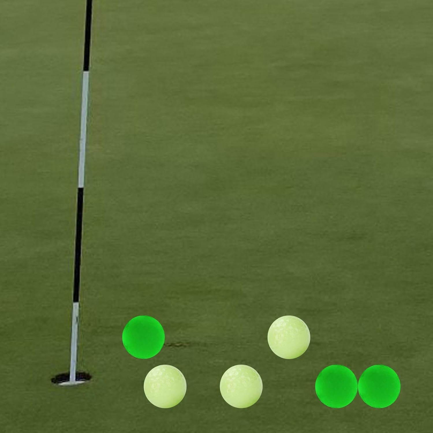 Aymzbd 6 Pack Glow in the Dark Golf Balls, Fluorescent Golf Balls Glow in the Dark, Bright Glowing Balls for Game Tournaments, image number 4