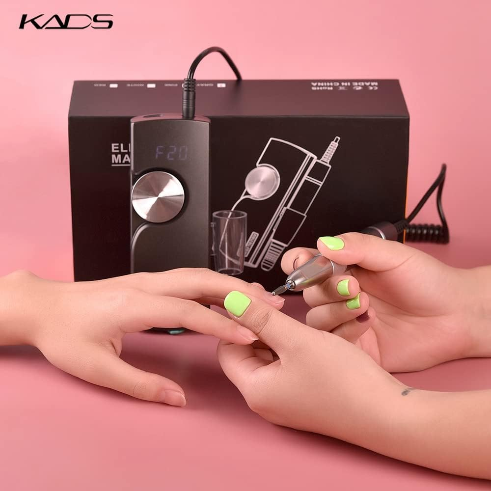 KADS 35000RPM Motorized Nail File 4000MAH High Capacity Battery Motorized Nail Drill Machine USB Charging Perfect for Turning off Gel Nails Motorized Gel Nail off Electric Nail File with Bit Nail File image number 4