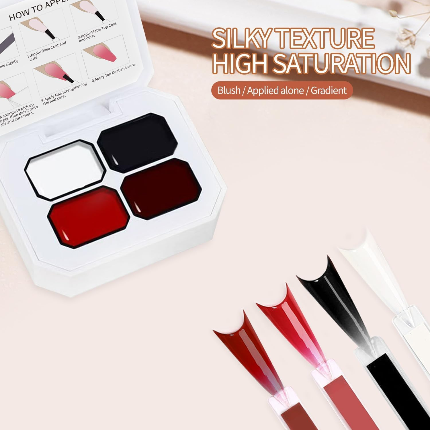 SULLMAR Colorful Ombre Gel Set with 4 Brilliant Colors with 100Pcs Nail Sponges & Grabbing Pen Ombre Nail Polish Glitter and Eye-Catching for Women Essential Nail Art Tool (B11) - B1 image number 6