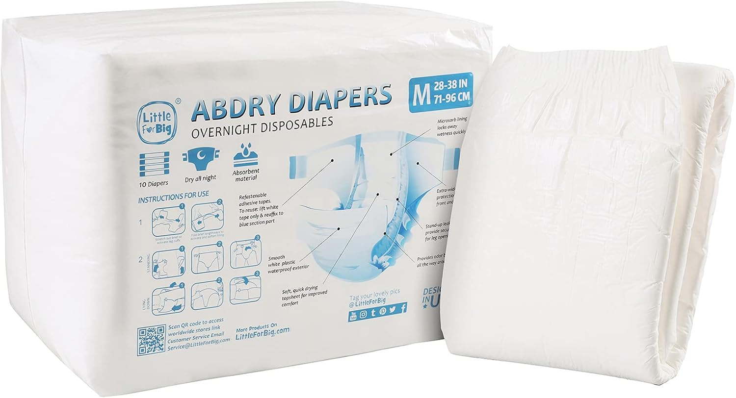 Littleforbig Adult Diaper 10 Pieces - Abdry White Diapers XL image number 5