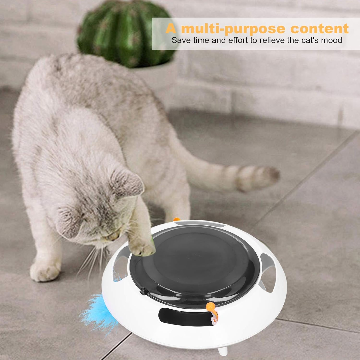 Stable and Safe Interactive Electric Cat Toy,Feather Turntable Teaser for Engaging Indoor Play and Exercise Ideal for Busy Pet Owners image number 2