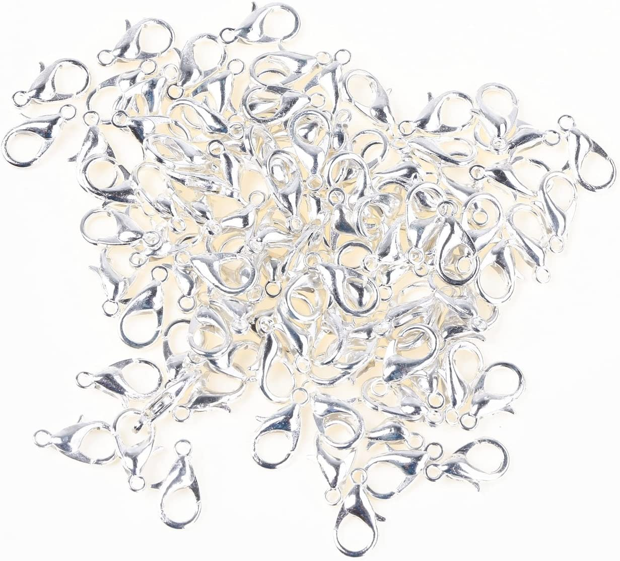 Shapenty Small Metal Alloy Lobster Claw Clasps Clip DIY Necklace Jewelry Finding Making Accessories Fastener Hook 12Mmx6Mm 100PCS (Silver)