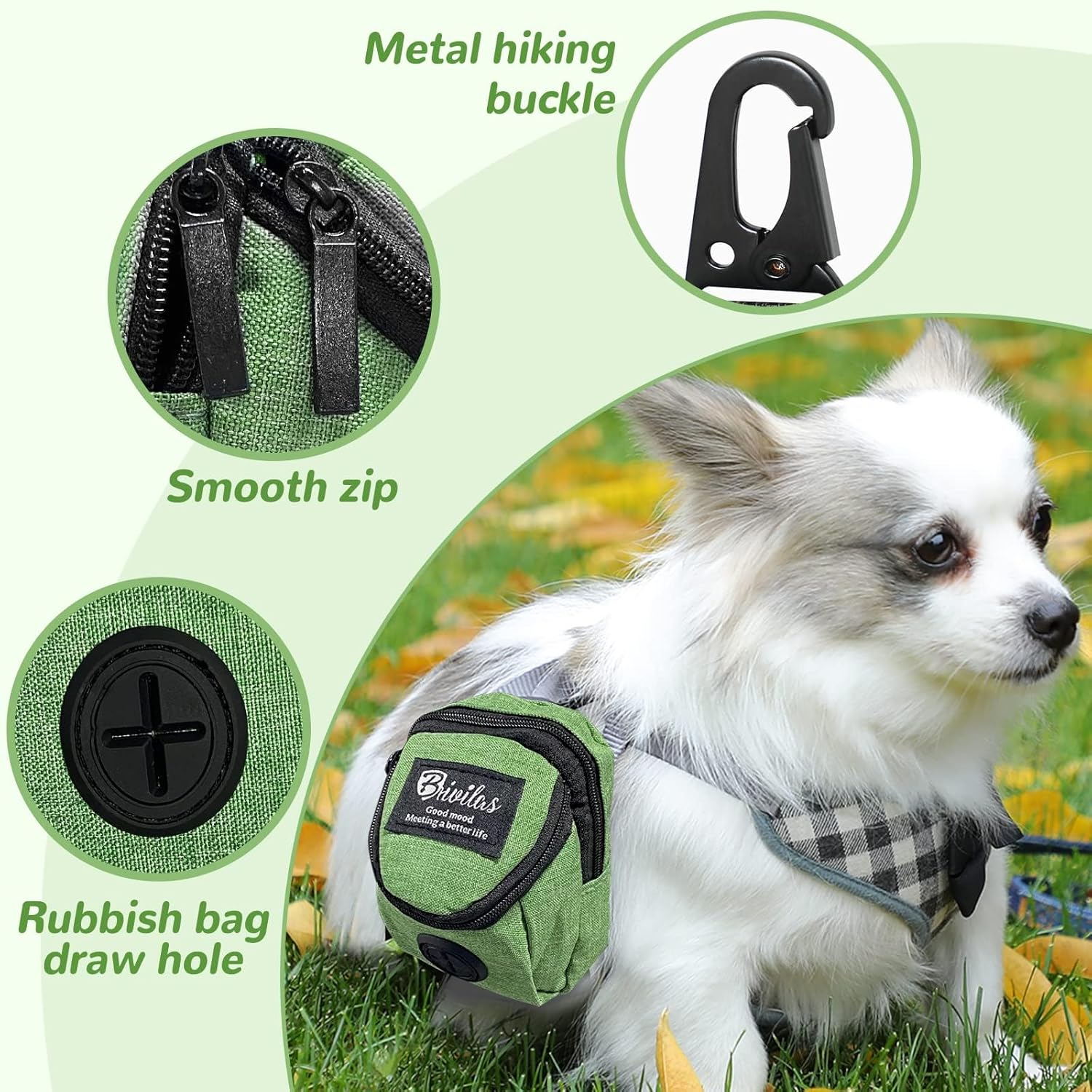 Dog Treat Pouch, Dispenser Pet Treat Waste Bags Pet Training Bag with Poop Bag Holder for Puppy and Dog Training Travel Walking Running Hiking and Outdoor Activities - Grey image number 4