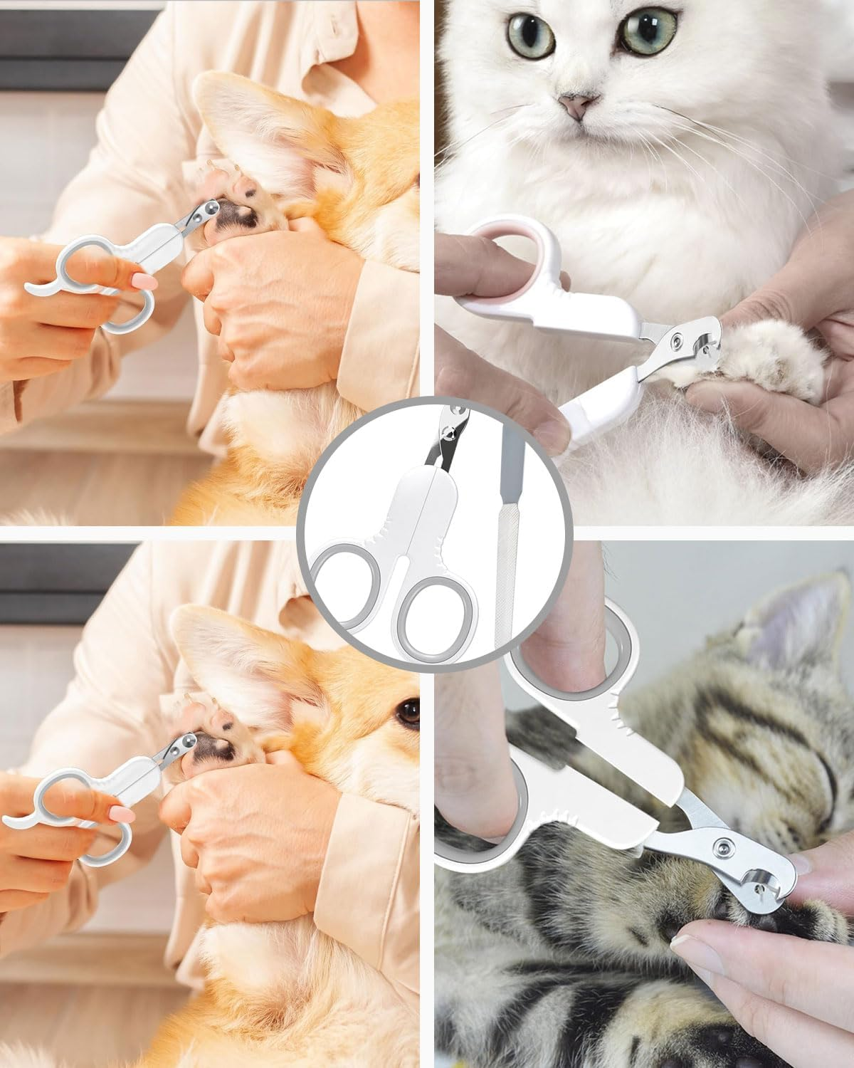 MYGLOAR Pack of 2 Nail Clippers, Cat Scissors, Great for Beginners, Excellent Claw Scissors, Great for Hands, Cat Nail Clippers Are Very Easy and Safe to Use (White) image number 2