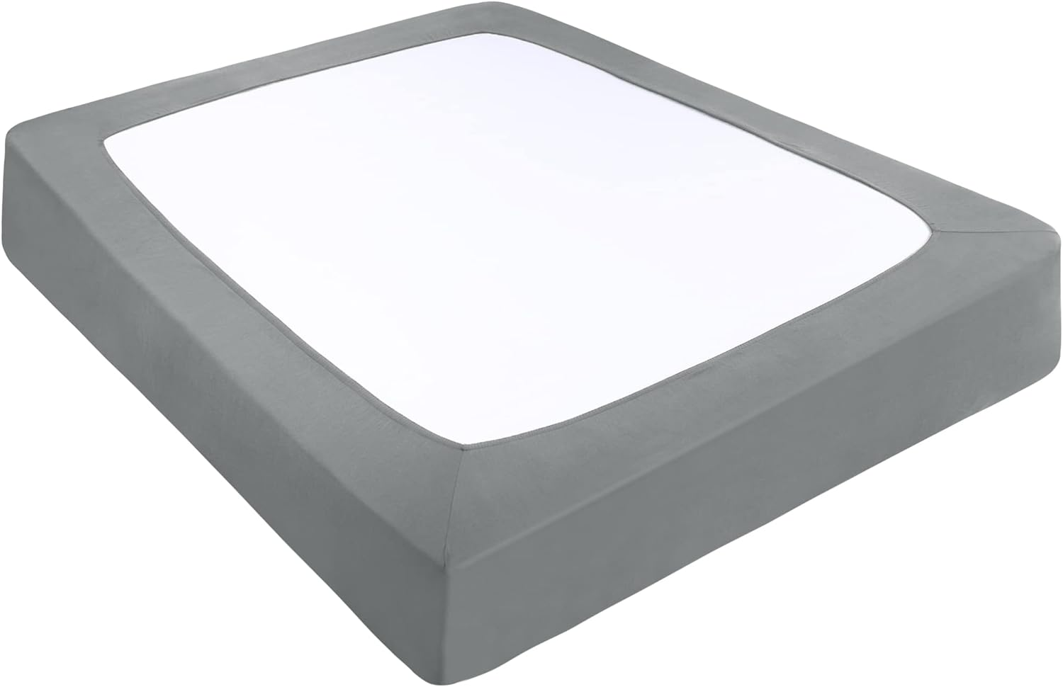 Piccocasa Box Spring Cover Stretchy Fabric Wrap around 4 Sides Bed Skirt Wrinkle Free for Home, Elastic Mattress Cover Fits Mattress up to 14" White Queen