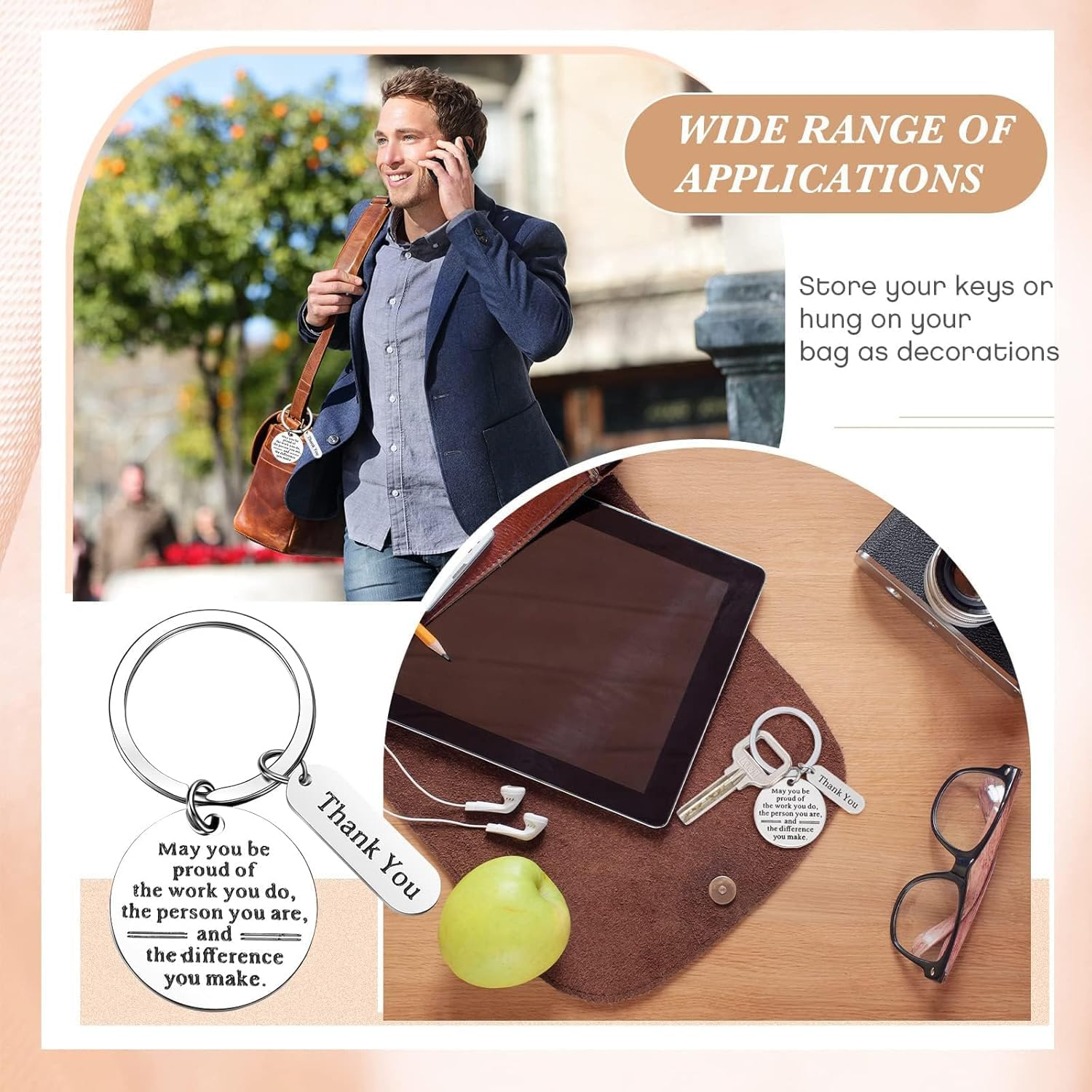 24 Pcs Employee Appreciation Gifts Thank You Gifts Graduation Gifts White Organza Bags with Thank You Cards for Coworker Office Nurse Day Teacher, White, Medium image number 1