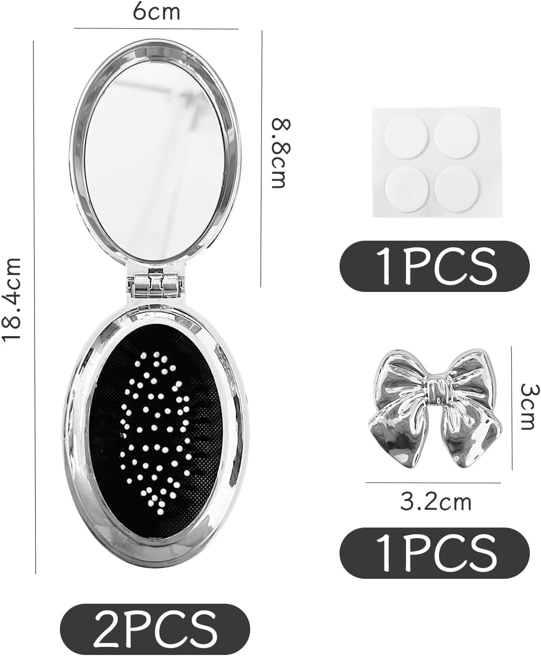 2 Pieces Folding Comb Mirror, Portable Travel Comb, Air Cushion Massage Comb, Daily Hair Care Comb, Women'S Makeup Mirror Comb image number 1