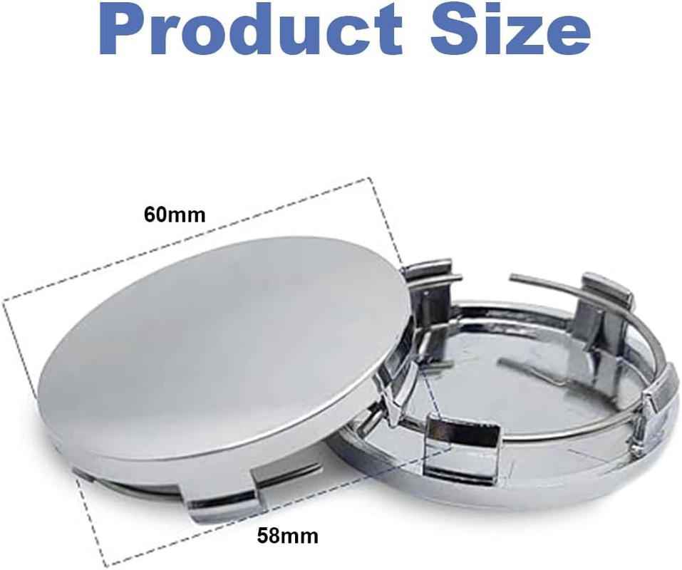 4 PCS Car Wheel Hub Center Cap, 60Mm OD 58Mm ID,ABS Rust-Proof Durable Snap-In Anti-Falling Fastening Installation Accessories, Wheel Hub Modification Decoration,Universal for Cars (Silver) - Silver image number 3