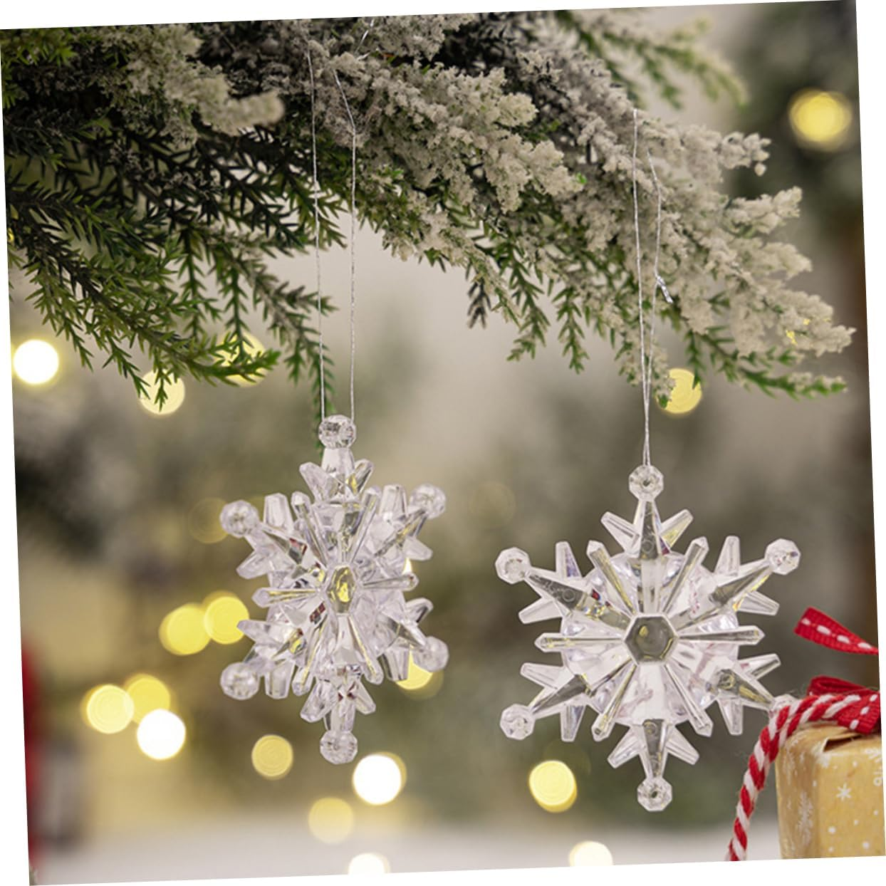 6Pcs Crystal Snowflakes Ornaments Snowflake Hanging Decorations for Xmas Tree Winter Party Decorations image number 2