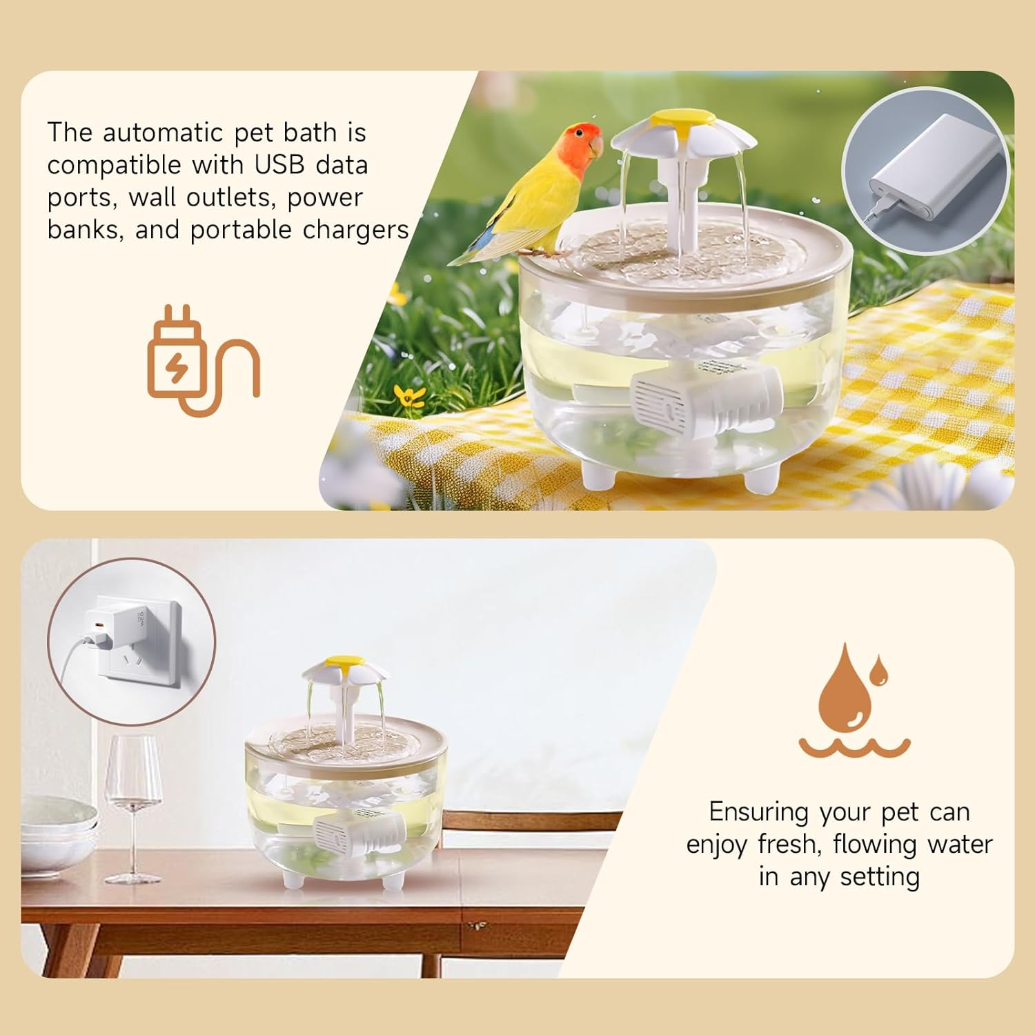 Bird Bathtub for Indoor Birds, Parrot Shower, Automatic Bathtub for Birds, Suitable for Parrots, Lovebirds, Pachyderms Small and Medium Sized Pet Birds image number 4