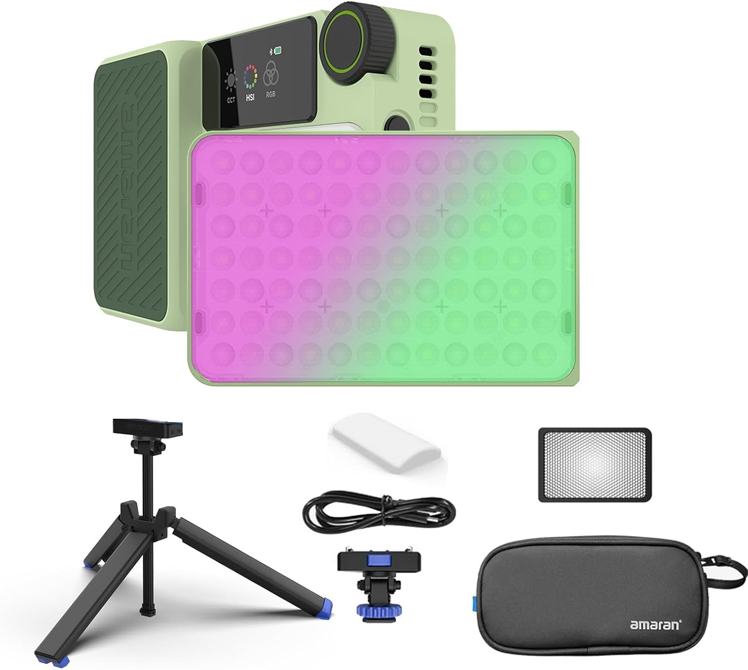 Amaran Ace 25C Kit Camera Video Light with Carrying Case,Mini Tripod,25W CCT 2300K-10000K RGB Pocket Light Support APP Control,Rechargeable PD Charging for Tiktok, Creator, Photographer(Charcoal)
