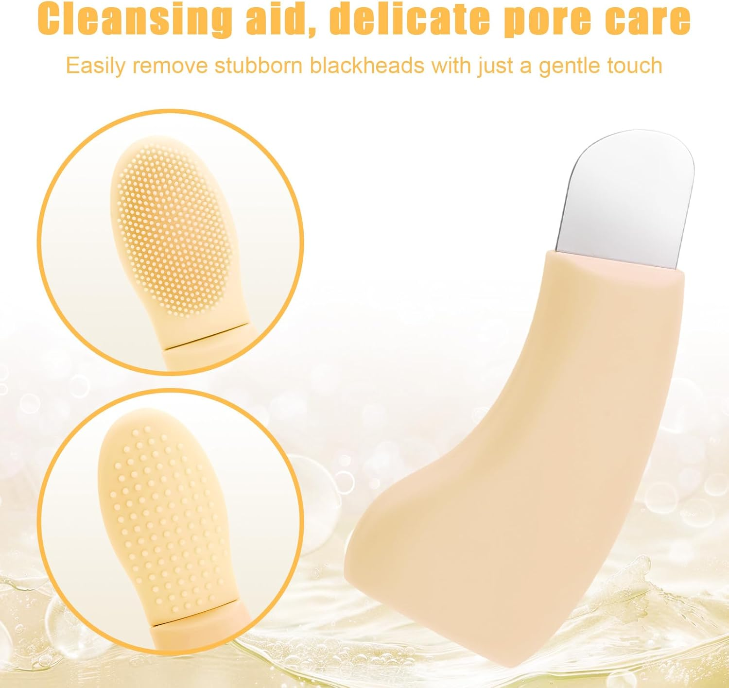 Blackhead Remover Tool, Silicone Stainless Steel Black Head Remover for Nose Deep Clean Blackhead Extractor Face Scraper Tool for Women (Yellow) image number 6