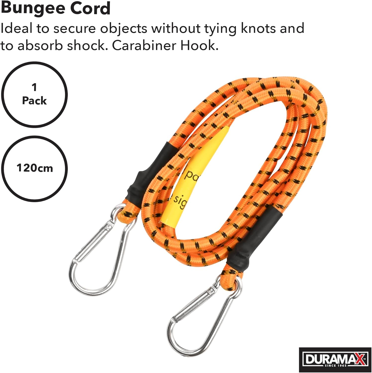 Duramax Heavy Duty Bungee Cord with Carabiner Hook, 122 Cm Size