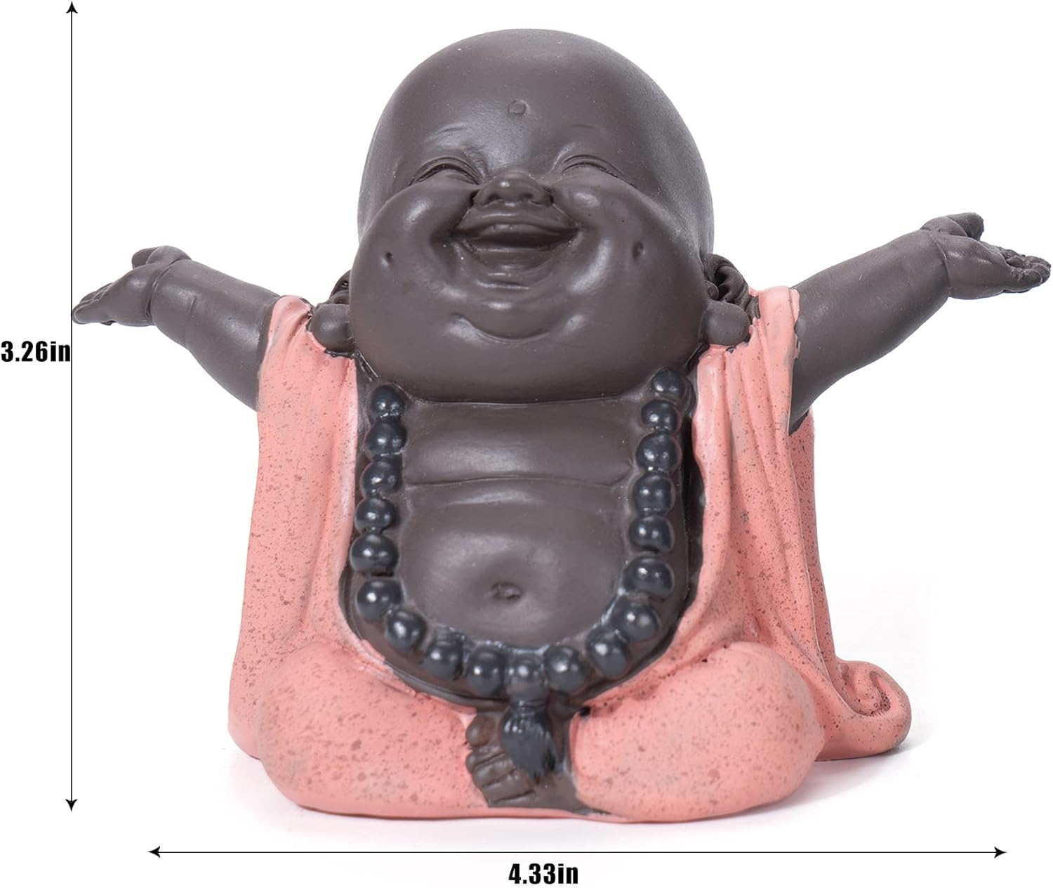 WGFKVAS Buddha Statue, Laughing Buddha Smiling Little Buddha Ceramic Buda Statue Little Monk Figurine, Baby Monk Figurine Cute Baby Buddha for Home Office Car Decors Gift Crafts and Arts (Red) image number 4