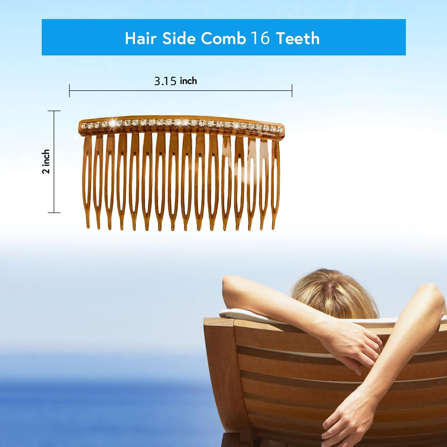 Side Hair Comb for French Twist Bangs Hair Pin Clips with Rhinestone Hair Accessories Decorative Comb for Women Kids Girls 6Pcs image number 3