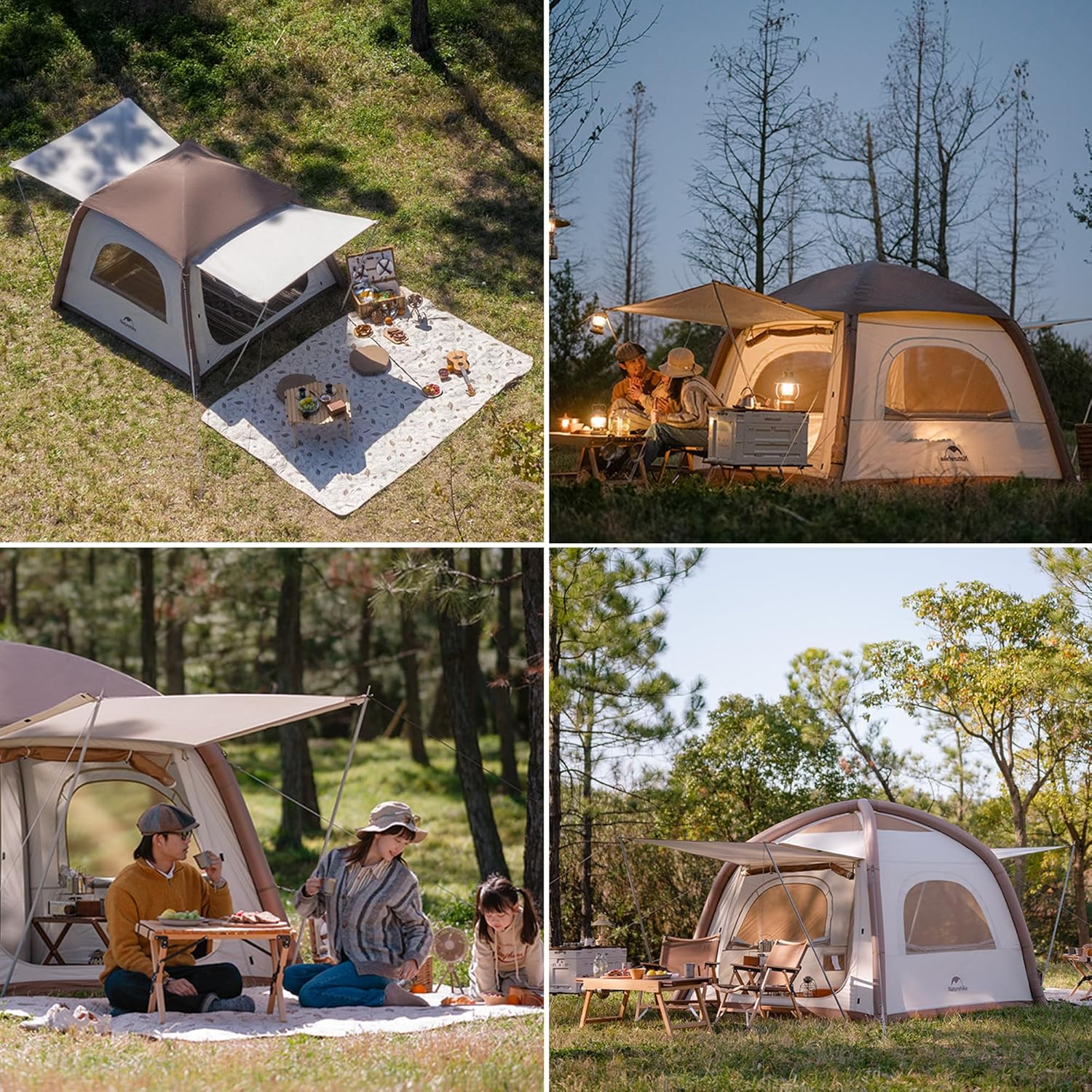 Naturehike Portable Air Inflatable Tent with Hand Pump,1 Min Setup,Upf50+,1.65M High Canopy Tent,With Two Large Awning Vestibules,Family,5-Sided Ventilation image number 5