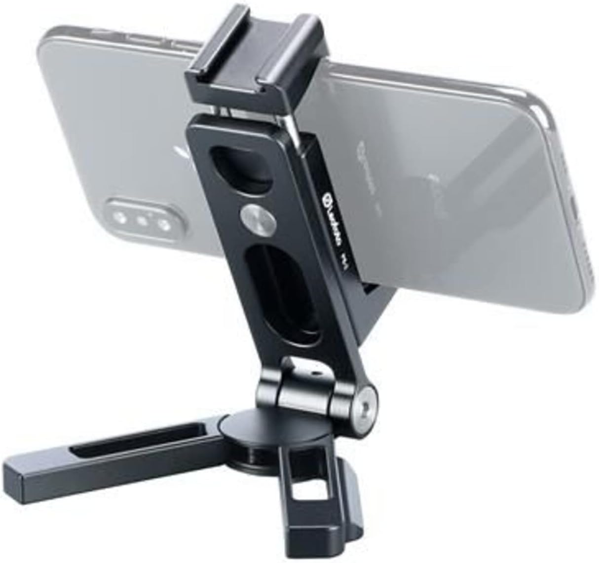LEOFOTO PS-2 Phone Holder, Cell Phone Stand, Adjustable Angle, Compact and Portable, 1/4" Screw Thread, Arca Compatible (Silver)