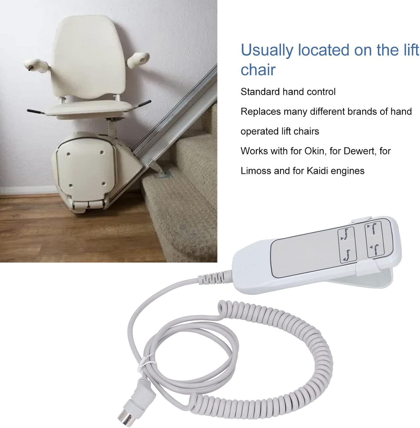 Lift Chair Remote, 8 Pin 4 Button Straight Power Recliner Remote, Lift Chair or Power Recliner Hand Control Handset Remote for Okin, for Dewert, for Limoss and for Kaidi Engines image number 5