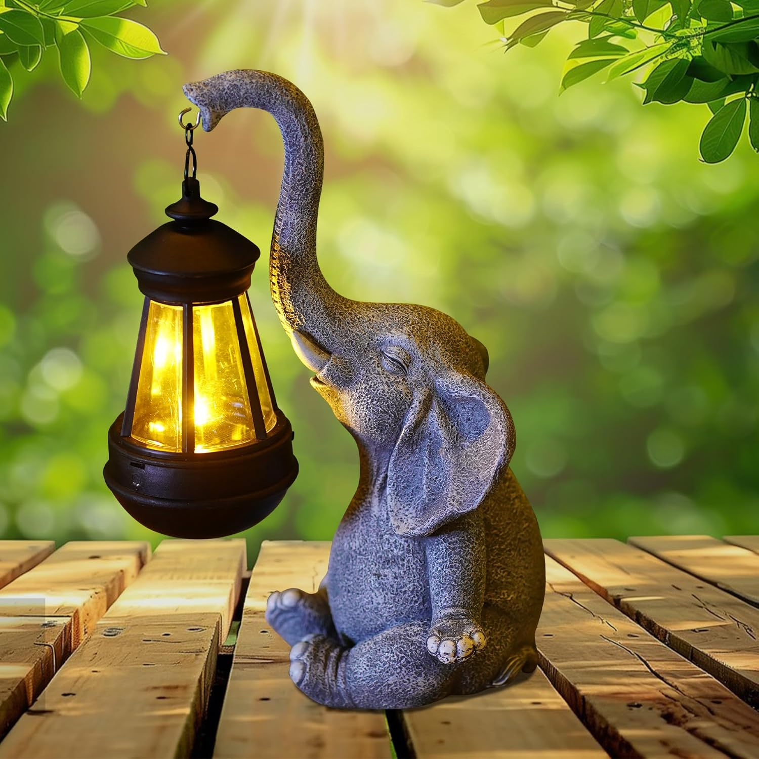 Attivolife Lucky Elephant Solar Statue Light for Garden Decor, Outdoor Waterproof Figurines Lamp, Art Patio Lawn Easter Balcon Yard Ornament - Beautifully Home for Women Mom image number 4