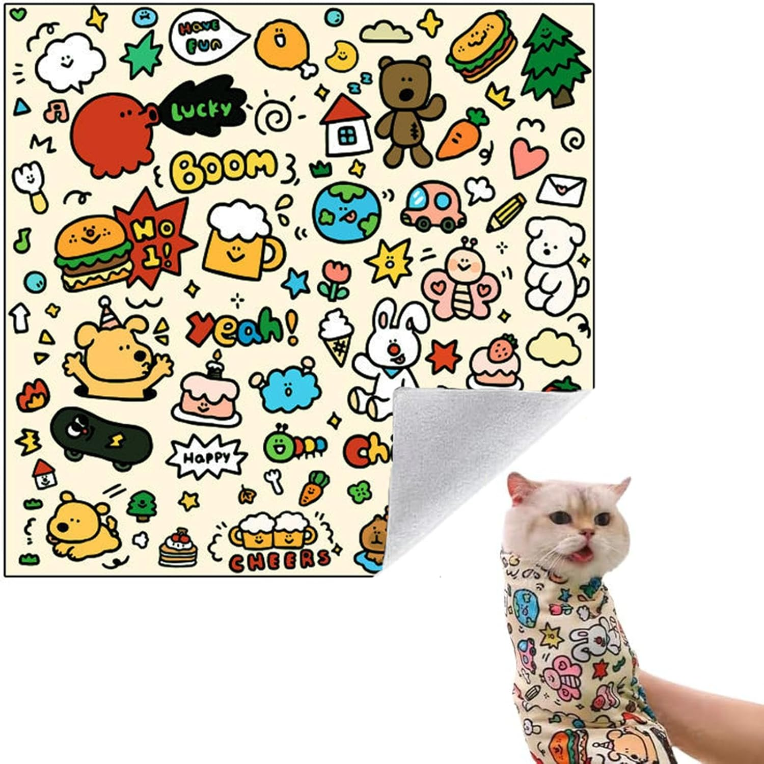 CSYY Cat Grooming Wrap &ndash; Self-Adherent Anti-Scratch Swaddle Restraint Bag for Stress-Free Nail Clipping, Medication, Multifunctional Care - Purrito Papoose Pet Tools (L) image number 1