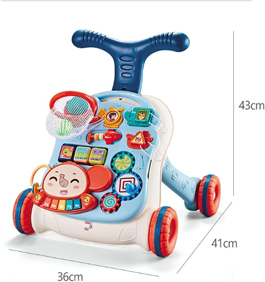 Baby Walker 3In1 Adjustable Height Kids Walker Toy Children'S Music Walker Weight Gain Design Table Lights Music Phone Steering Wheel for Toddlers Boys Girls image number 4