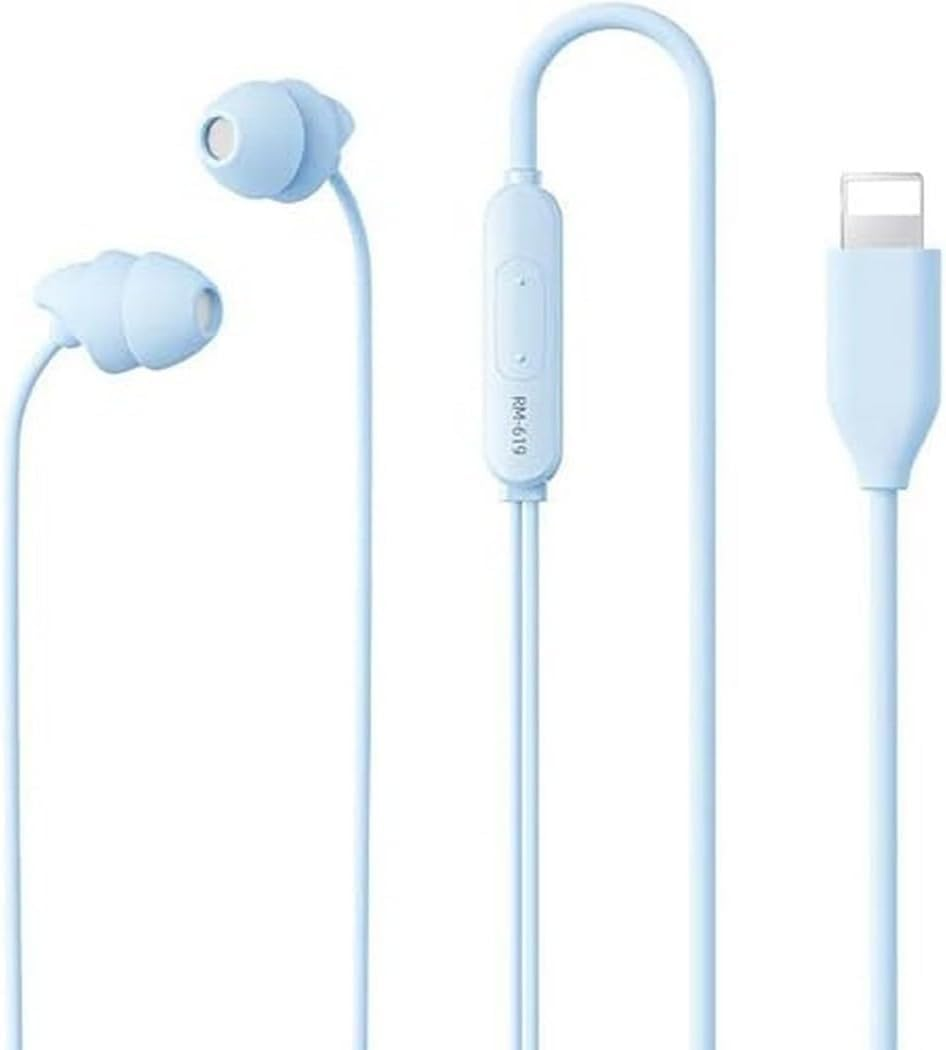 Remax RM-619I Wired Sleep Earphone for Iphone, Blue image number 3