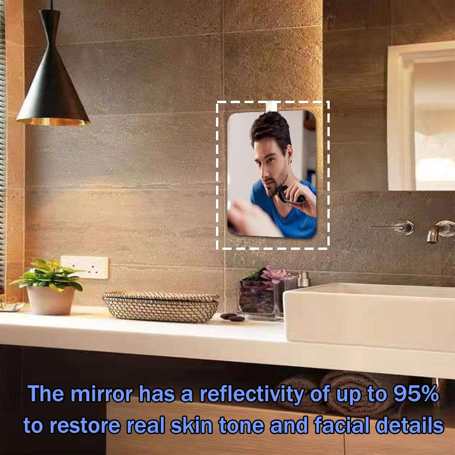 Shower Mirror anti Fog Large Size Bathroom Wall Mounted Mirror for Shaving Makeup Facial Care, Fog Resistant Shower Mirror for Home Bathroom Use image number 1