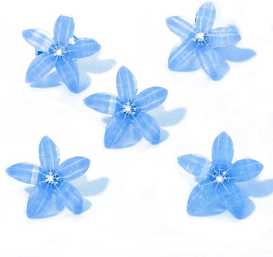 10PCS Wedding Bridal Hair Claws Girls Mini Hair Claw Clips Flowers Metal Hair Clips Women Bride Wedding Hairpin Rhinestone Hair Pins Blue
