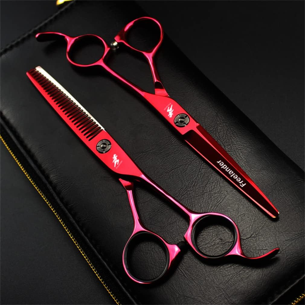 6.0 Inch Professional Hairdressing Scissors Set Flat Scissors Thinning Scissors Send Comb Scraper for Hairdressing Salon Home Scissors Set image number 3