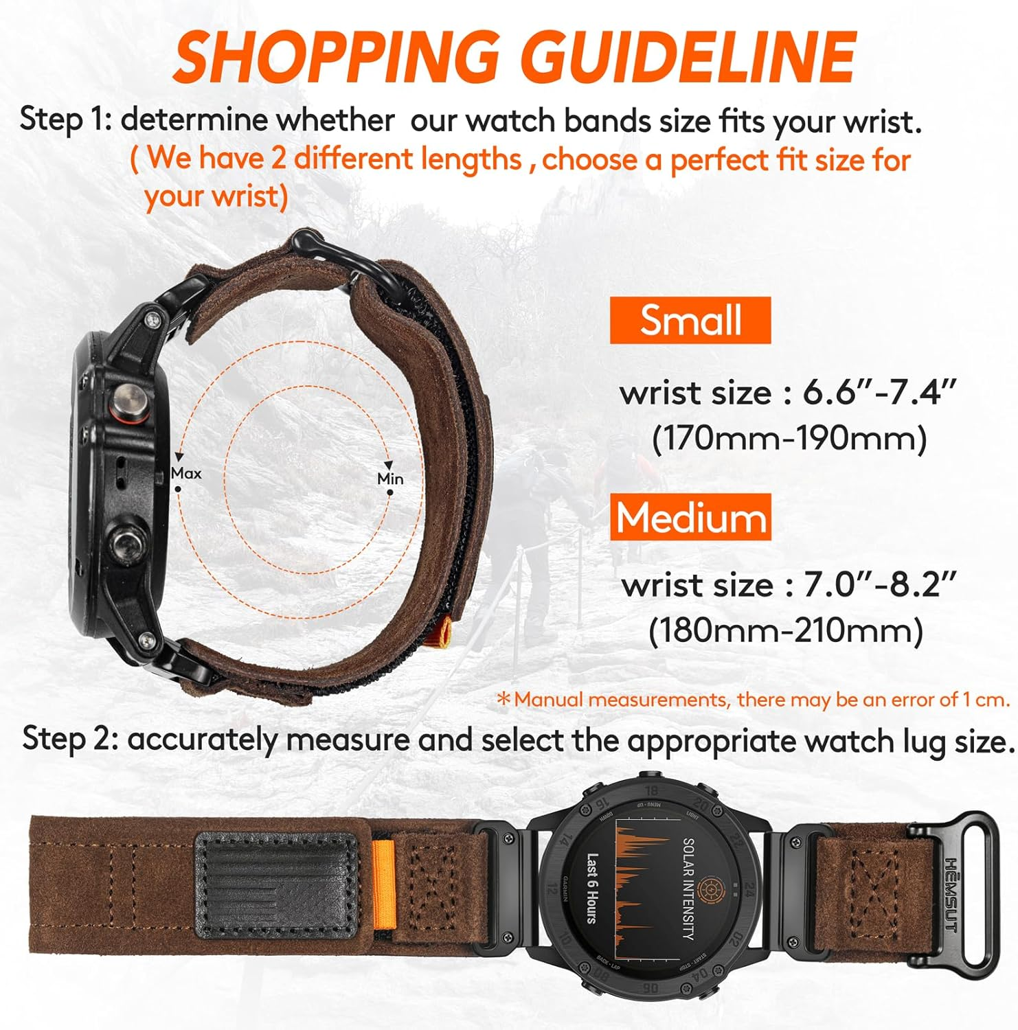Compatible Fenix 5 Band 22Mm Width Soft Leather Watch Strap for Fenix 5 Plus/Fenix 6/Fenix 6 Pro/Fenix 7/Exip/Forerunner 935/945/Approach S60/Quatix 5 image number 6