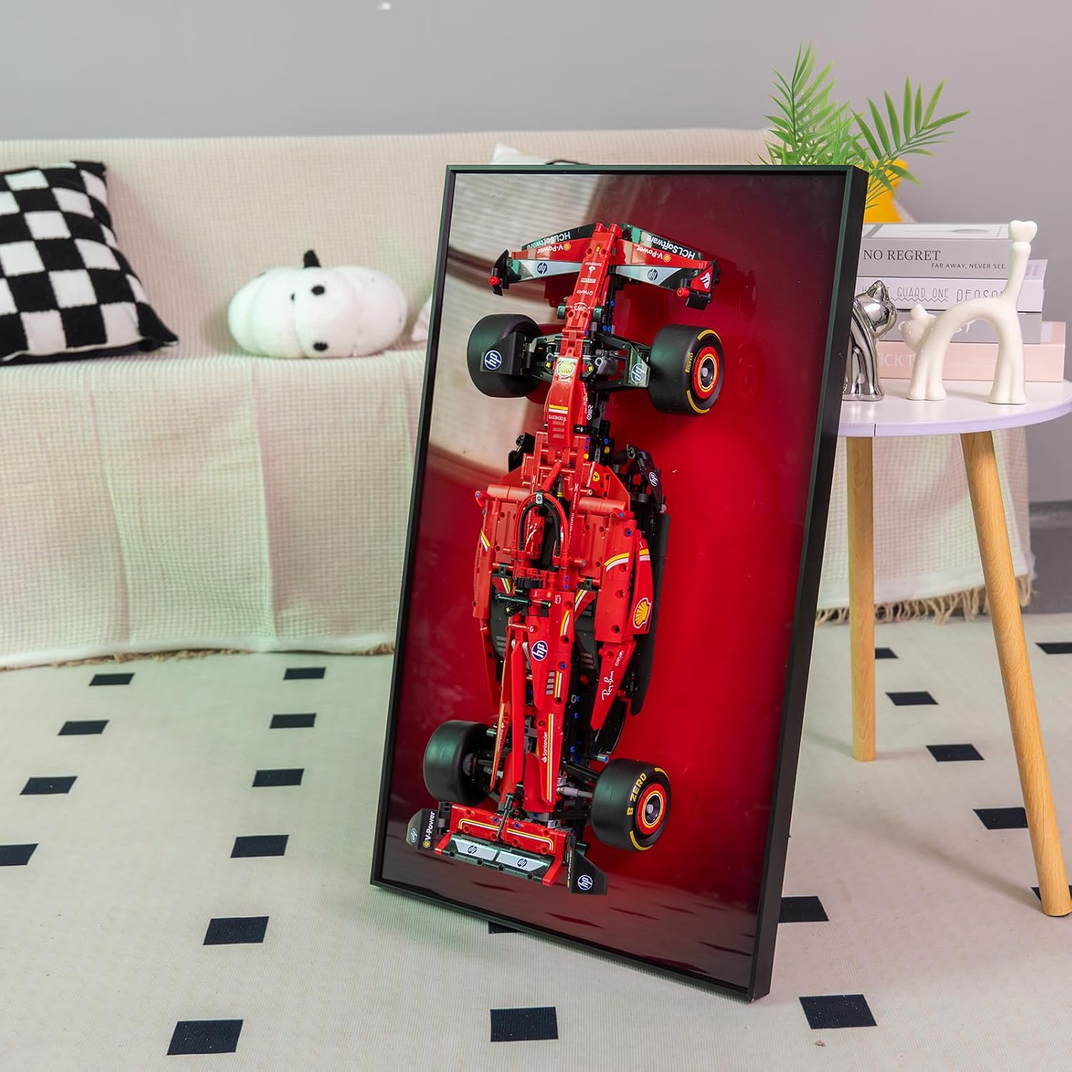Display Wall Frame for  Technic Ferrari SF-24 F1 Model Car Kit(No Model), Unique Decorative Metal Display Wall Mount for  42207,Size:75X45Cm (Red) image number 4