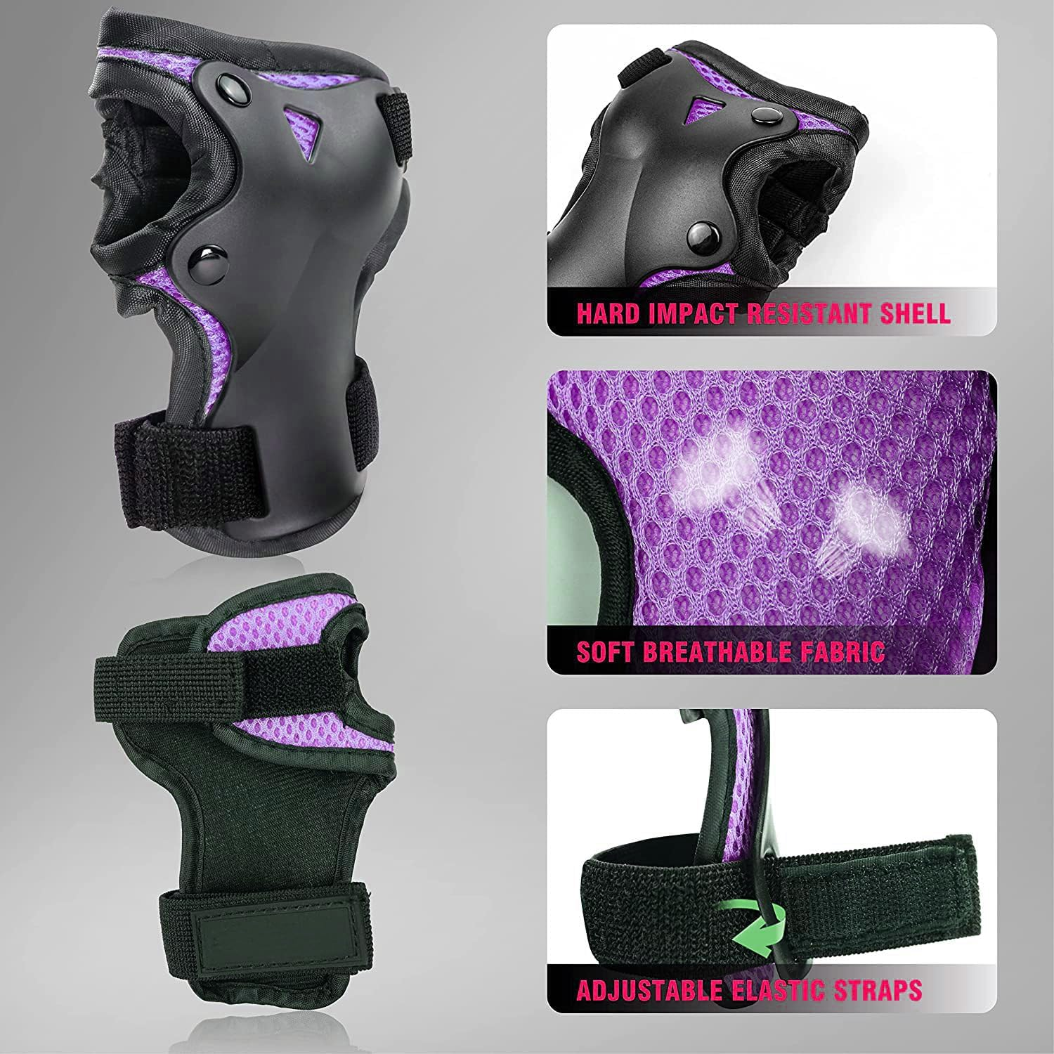 PHZ. Kids Knee Pads Elbow Pads Wrist Guards 6 in 1 Protective Gear Set for Inline Roller Skating Skateboarding Scooter BMX Etc. image number 5