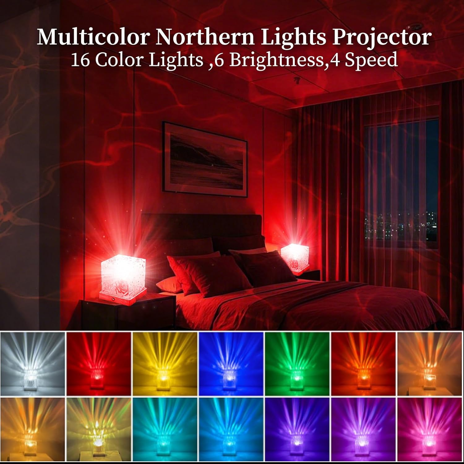 LETOUR Aurora Lamp Galaxy Projector Northern Lights Luminorthe Cube Lamp 16 Colors & 30 Modes Ocean Wave Night Light for Kids, Ceiling Projector for Bedroom/Party/Game Rooms