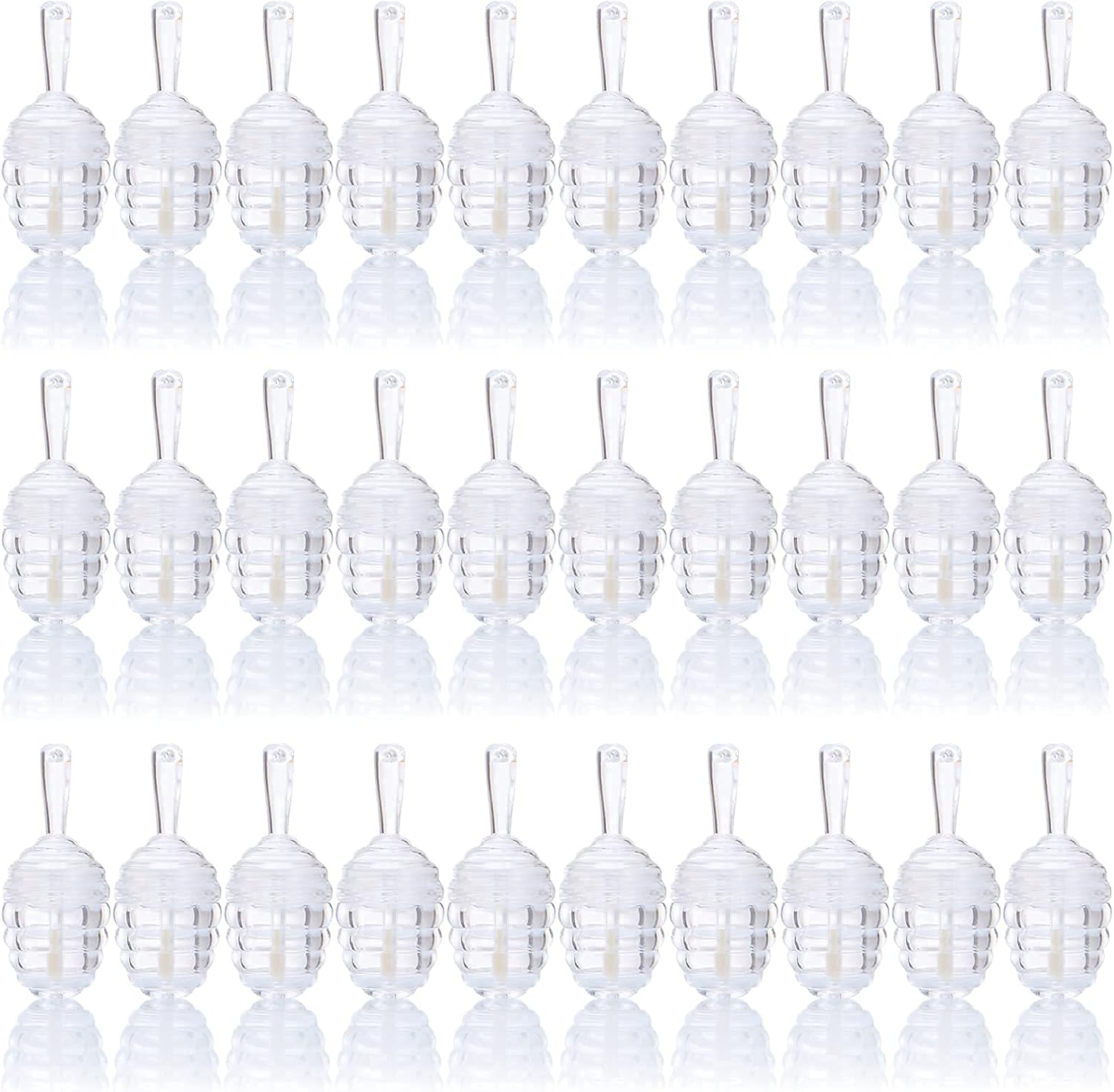 DEAYOU 30 Pack Empty Lip Gloss Wand Tubes, Honey Pots Shaped Refillable Plastic Lipgloss Containers, Mini Reusable Clear Lipstick Brush Bottles for Makeup, DIY Cosmetic Sample Bottle (0.2OZ/ 6Ml), Clear image number 3