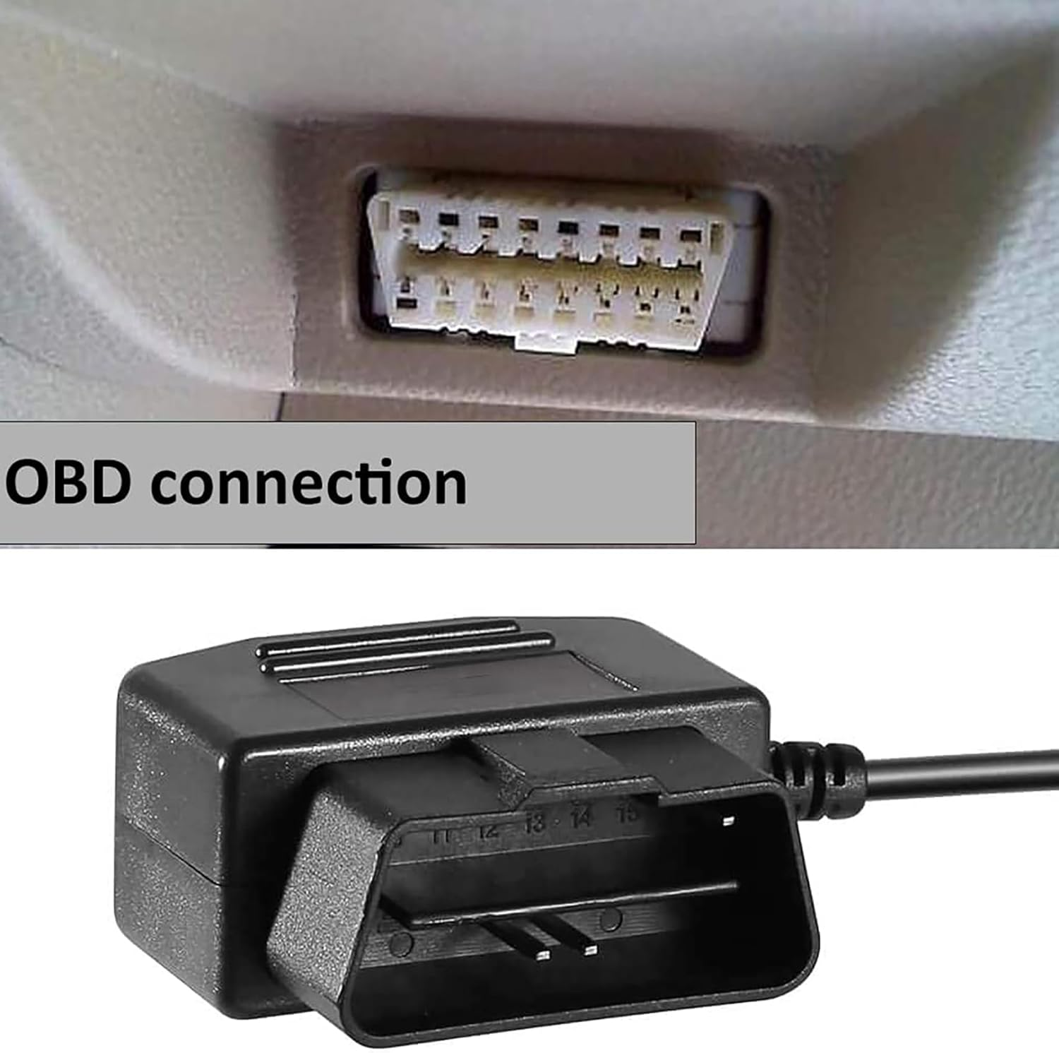 Tunghey Micro USB OBD2 OBD Power Cable for Dash Camera, OBD to Micro USB OBDII Adapter Hardwire Charger Cable 24 Hours Surveillance and Acc Two Mode with Switch Button 3.5M (Right Angle) - Left Angle image number 4