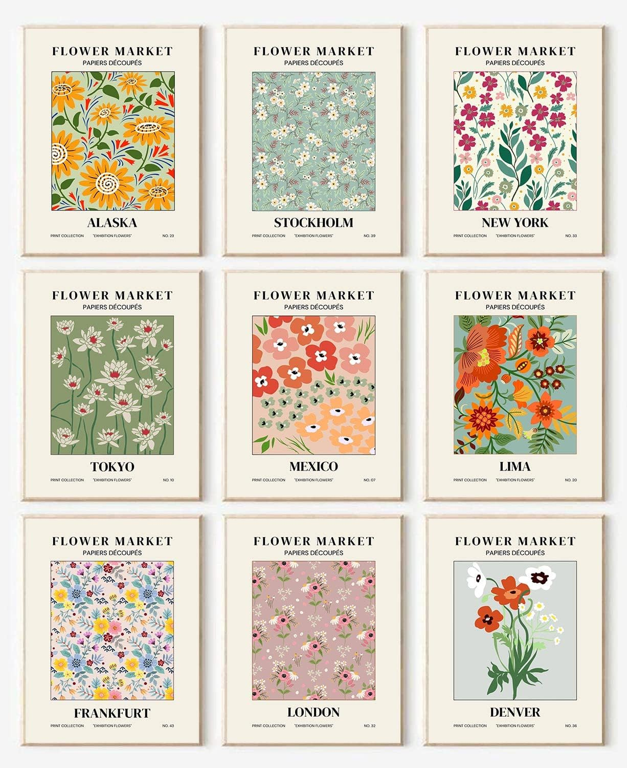 KBKBART Flower Market Posters Set of 6,Abstract Wall Art Prints Exhibition Poster Set,Vintage Matisse Print Picasso William Morris Painting Pictures,Minimalist Gallery Mix(8X10Inch,Unframed),Beige image number 5