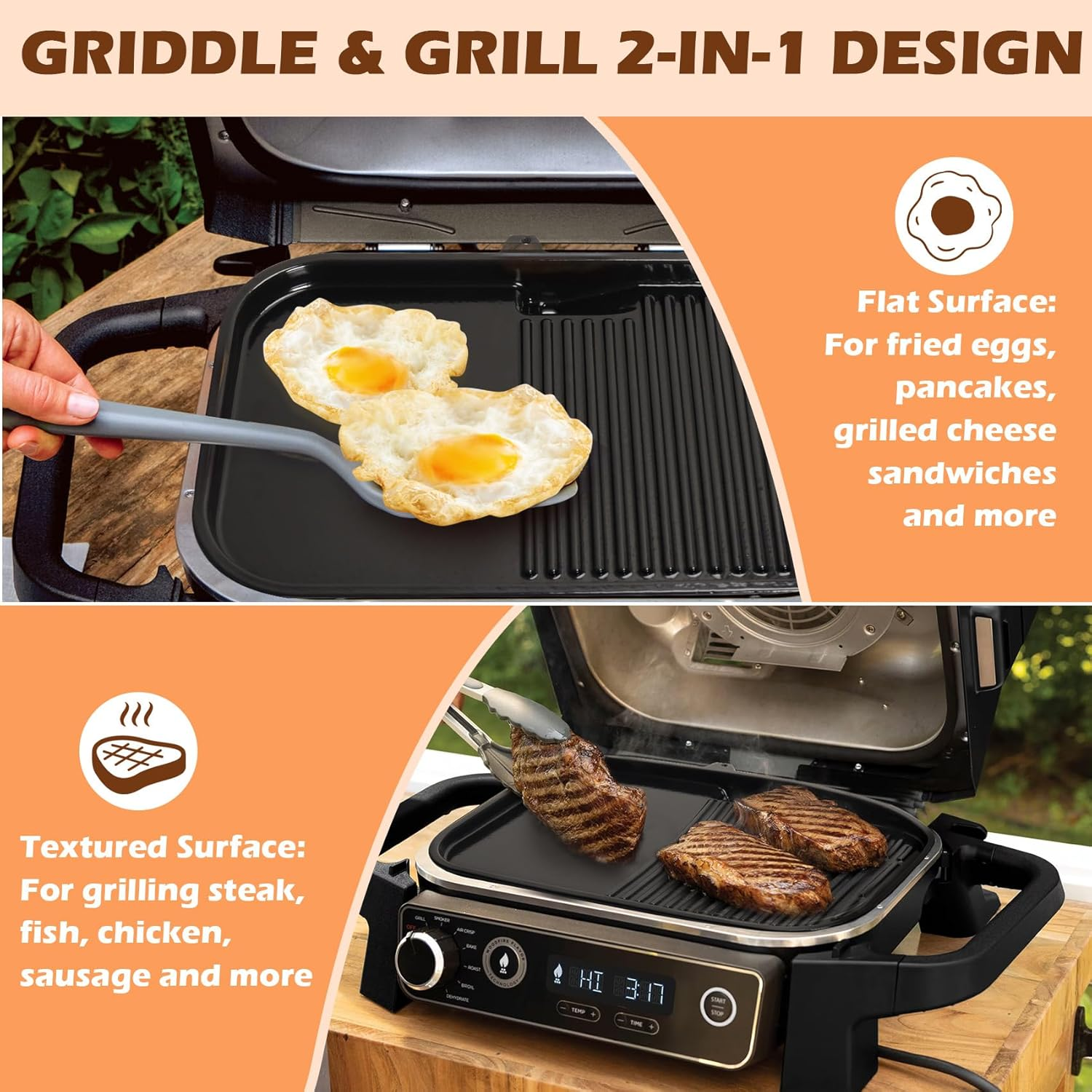 MOASKER Griddle Plate for Ninja XL OG951 OG850 OG952 Grill Accessories image number 4