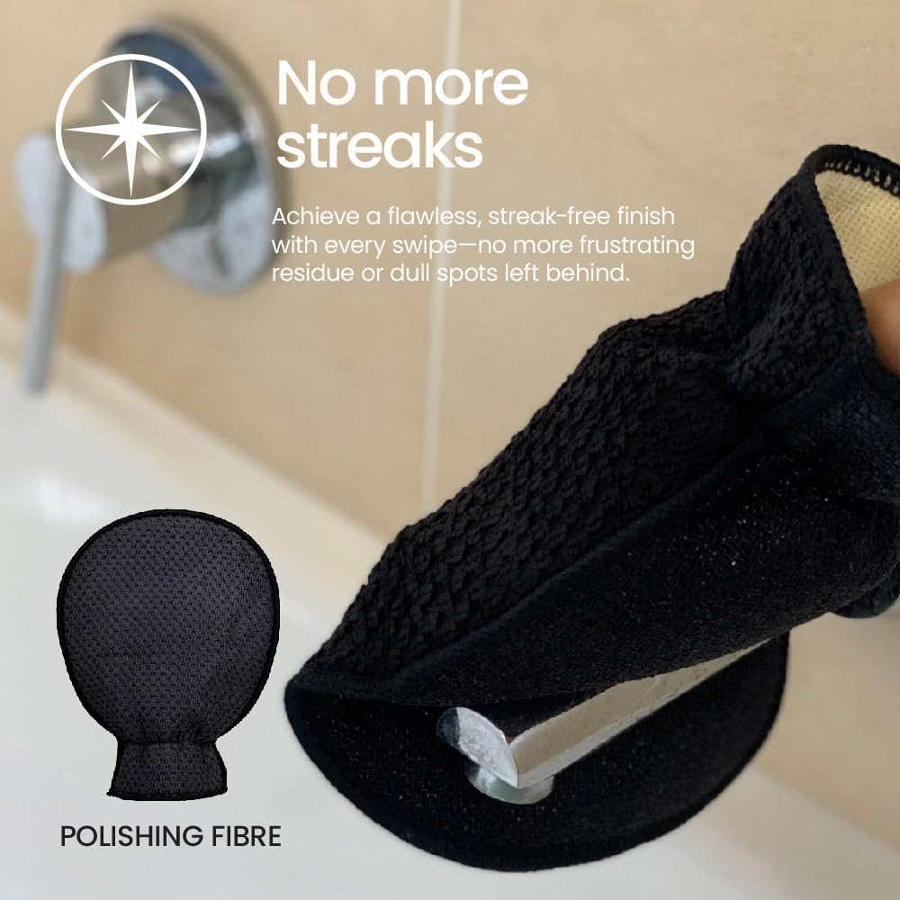 White Magic Eco Cloth Bathroom Cleaning Glove, Midnight - Dual-Sided Scrubbing & Polishing, Chemical-Free Streak-Free Clean, Made with Recycled Plastic, Machine Washable, 26X20.5Cm image number 4